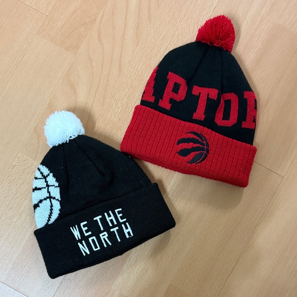 NBA Raptors Infant Beanie Set - Black, Red, and White